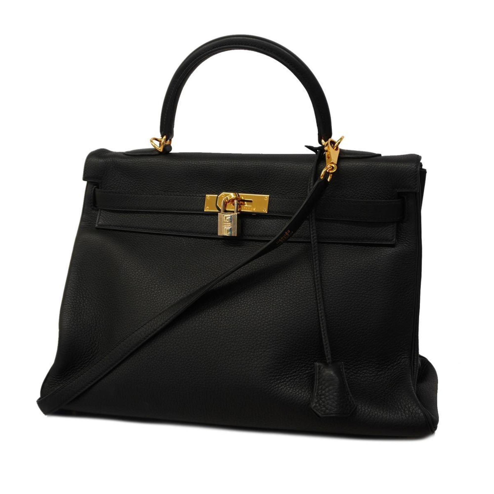 Hermes handbag Kelly 35 E stamp Taurillon Clemence black ladies