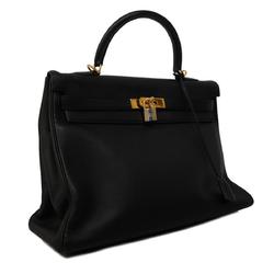 Hermes handbag Kelly 35 E stamp Taurillon Clemence black ladies