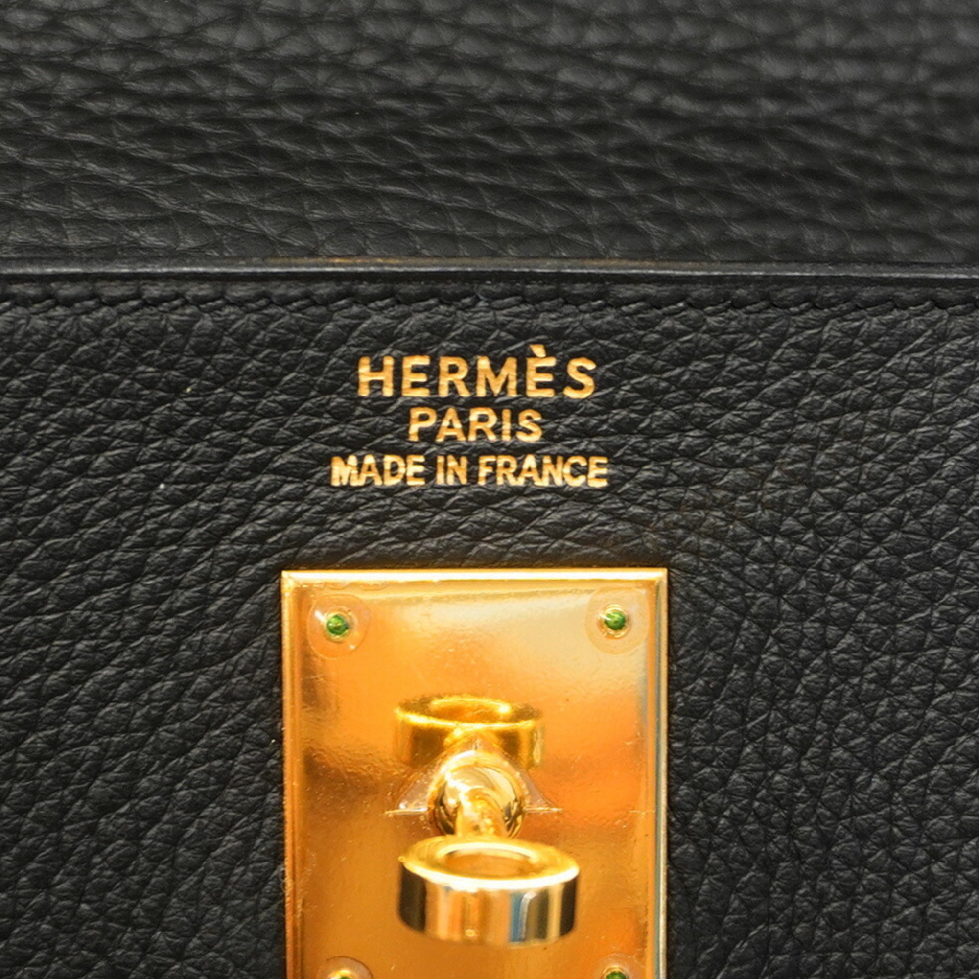 Hermes handbag Kelly 35 E stamp Taurillon Clemence black ladies