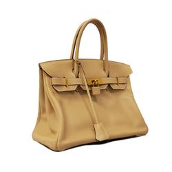 Hermes handbag Birkin 30 □L engraved Swift Parchemin ladies