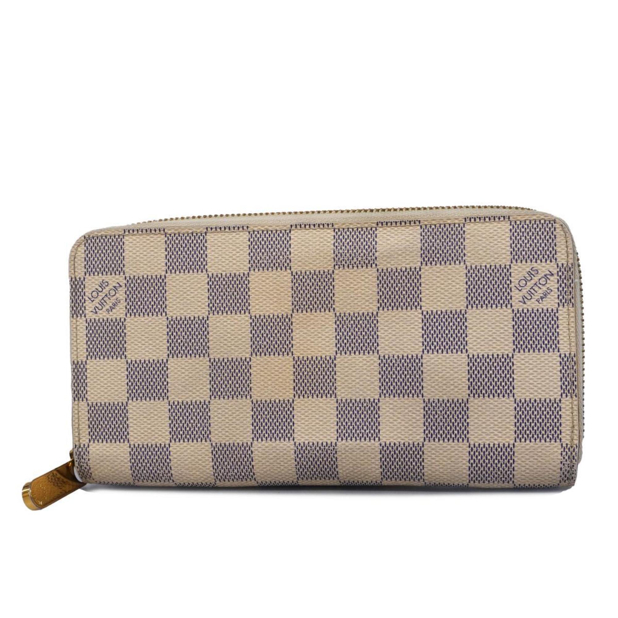 Louis Vuitton Long Wallet Damier Azur Zippy N60019 White Men's Women's