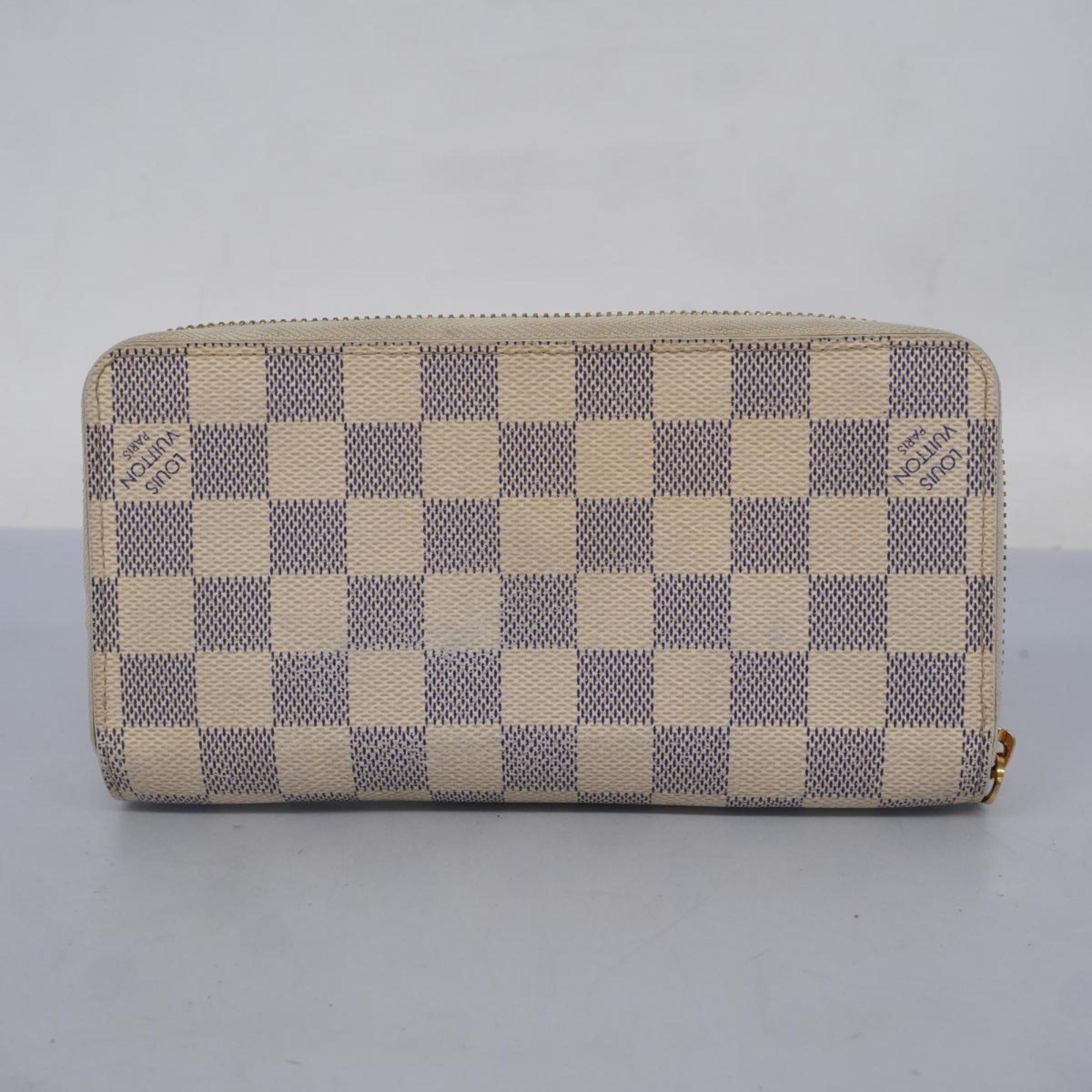 Louis Vuitton Long Wallet Damier Azur Zippy N60019 White Men's Women's