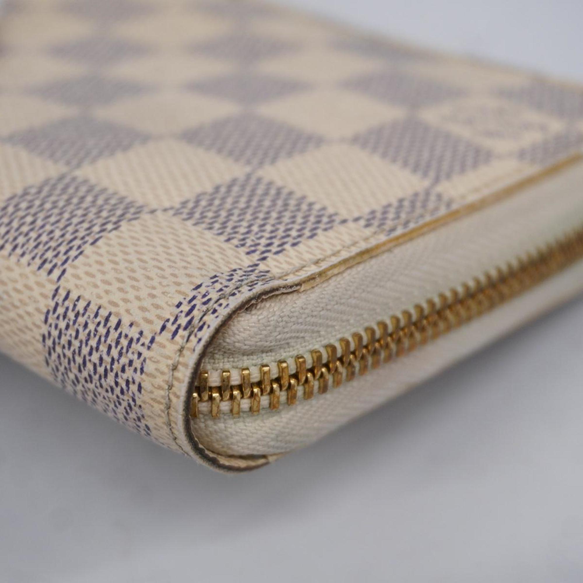 Louis Vuitton Long Wallet Damier Azur Zippy N60019 White Men's Women's