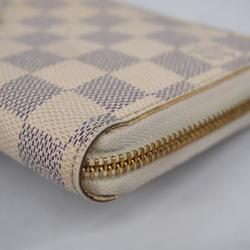 Louis Vuitton Long Wallet Damier Azur Zippy N60019 White Men's Women's