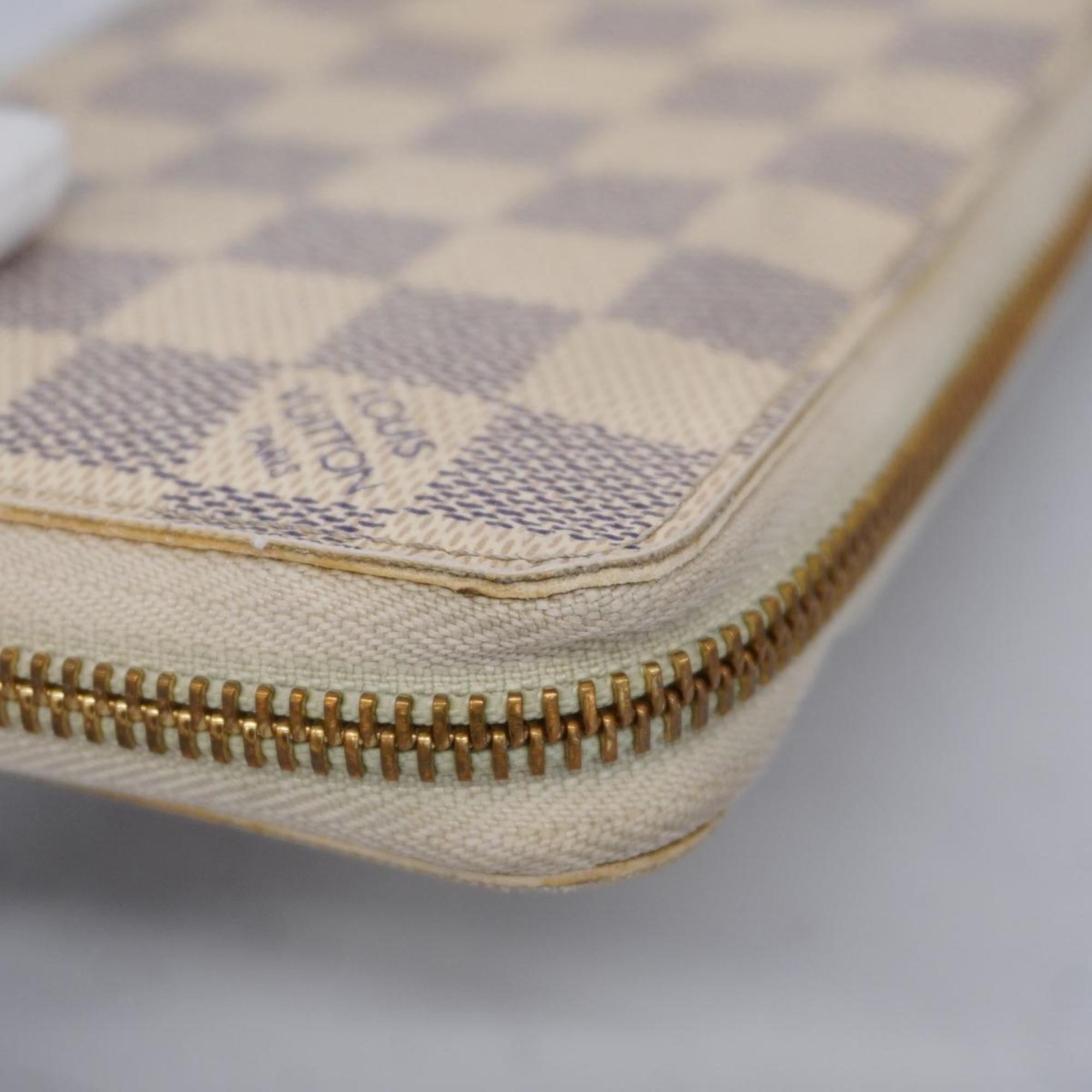 Louis Vuitton Long Wallet Damier Azur Zippy N60019 White Men's Women's