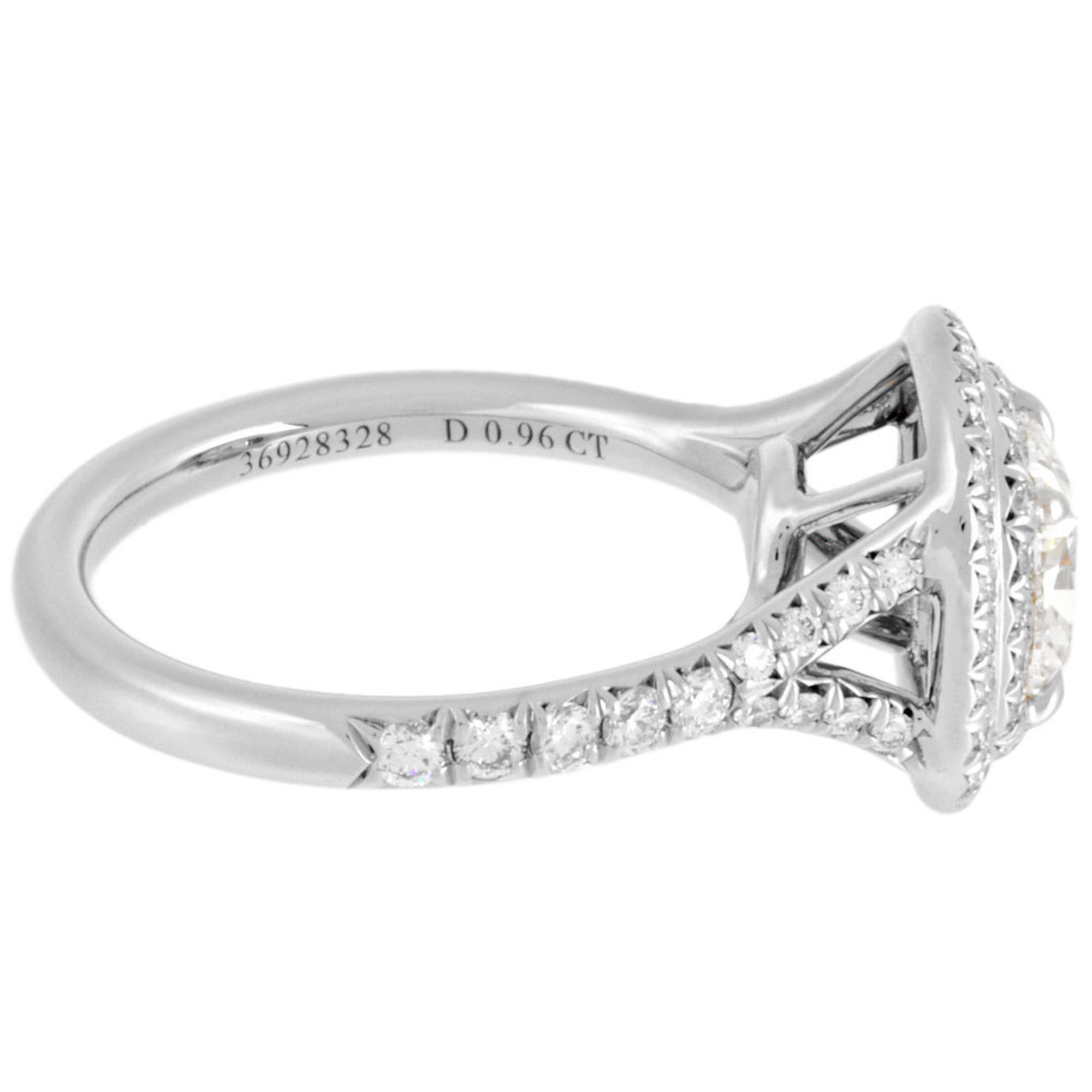 Tiffany & Co. Soleste cushion cut double halo ring, diamond 0.96ct, size 6, Pt950, ladies