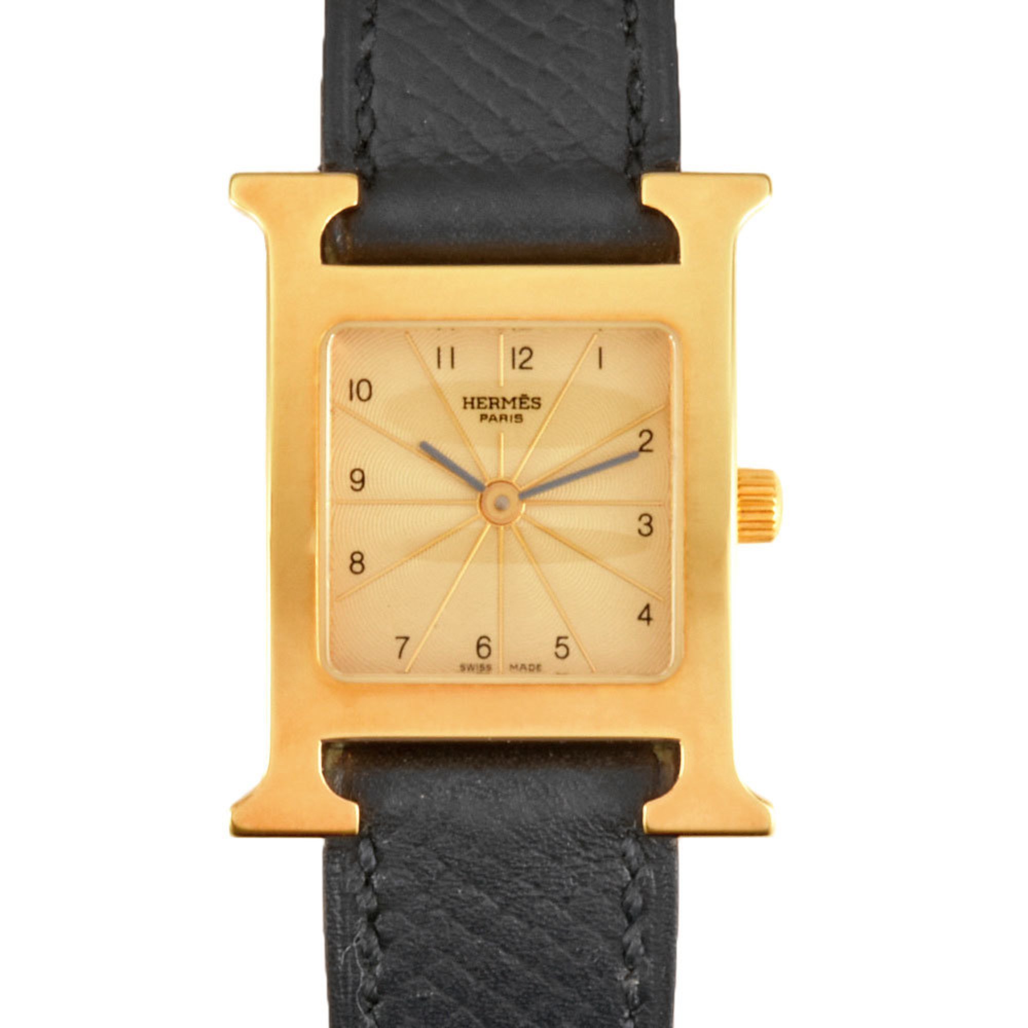 Hermes HERMES H1.201 H Watch Wristwatch Quartz Champagne Dial □E Stamp (Manufactured around 2001) GP Ladies