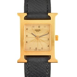 Hermes HERMES H1.201 H Watch Wristwatch Quartz Champagne Dial □E Stamp (Manufactured around 2001) GP Ladies