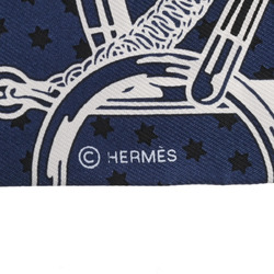 HERMES Twilly EPERON D'OR Marine/Vert Sauge/White 062978S Women's 100% Silk Scarf Muffler