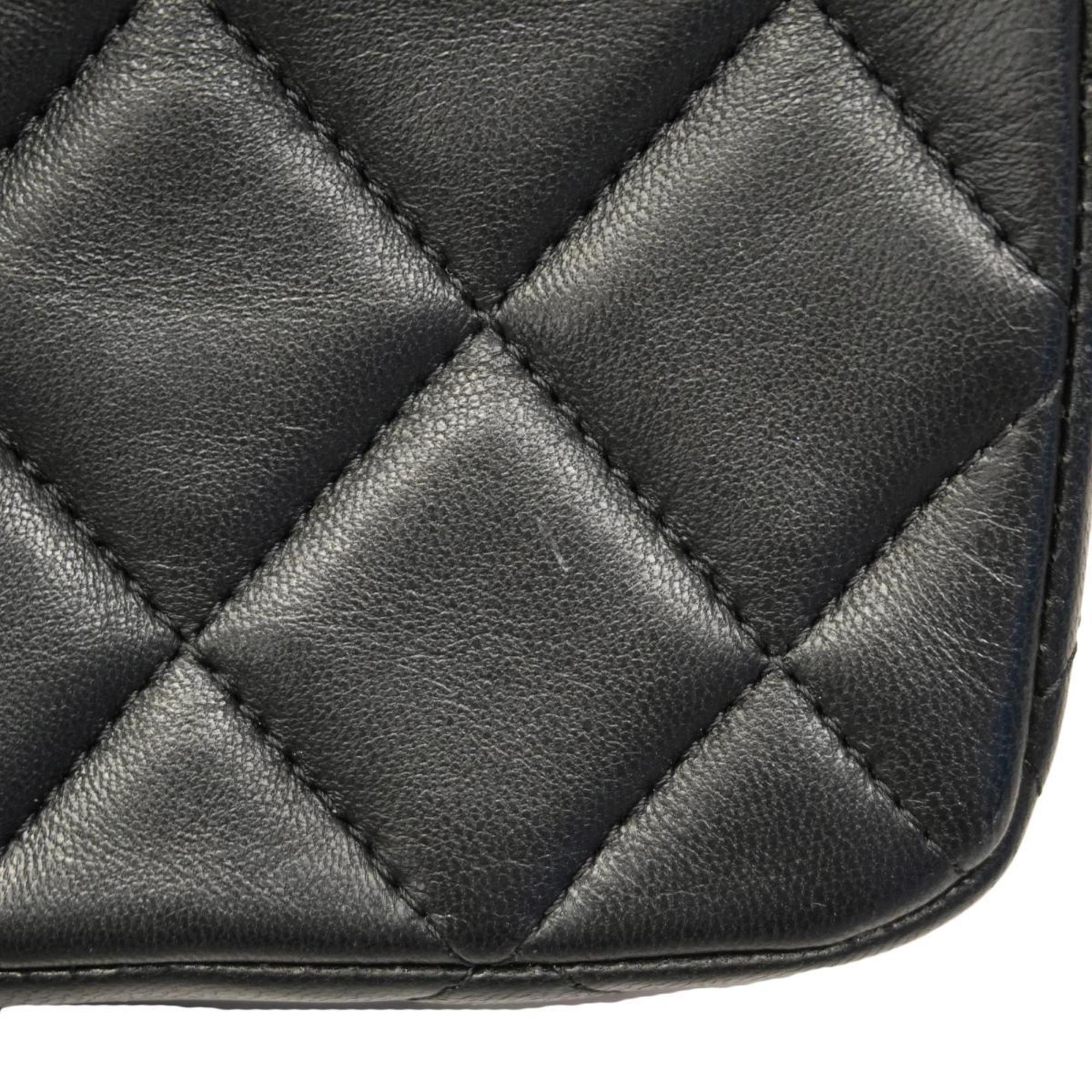 Chanel Shoulder Bag Matelasse Chain Lambskin Black Women's