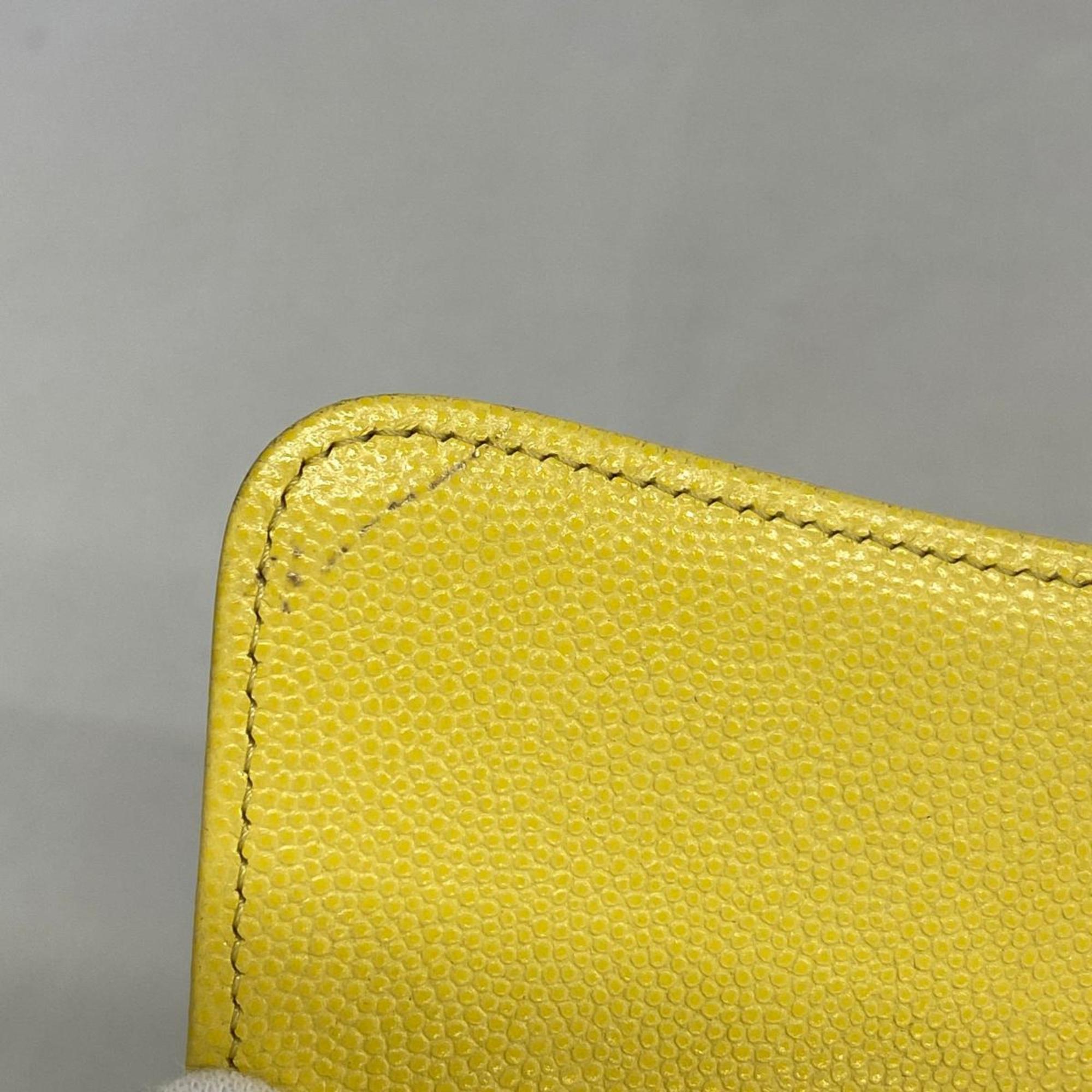 Chanel Long Wallet Matelasse Caviar Skin Yellow Champagne Women's