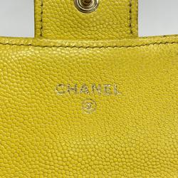 Chanel Long Wallet Matelasse Caviar Skin Yellow Champagne Women's