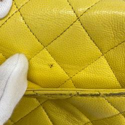 Chanel Long Wallet Matelasse Caviar Skin Yellow Champagne Women's