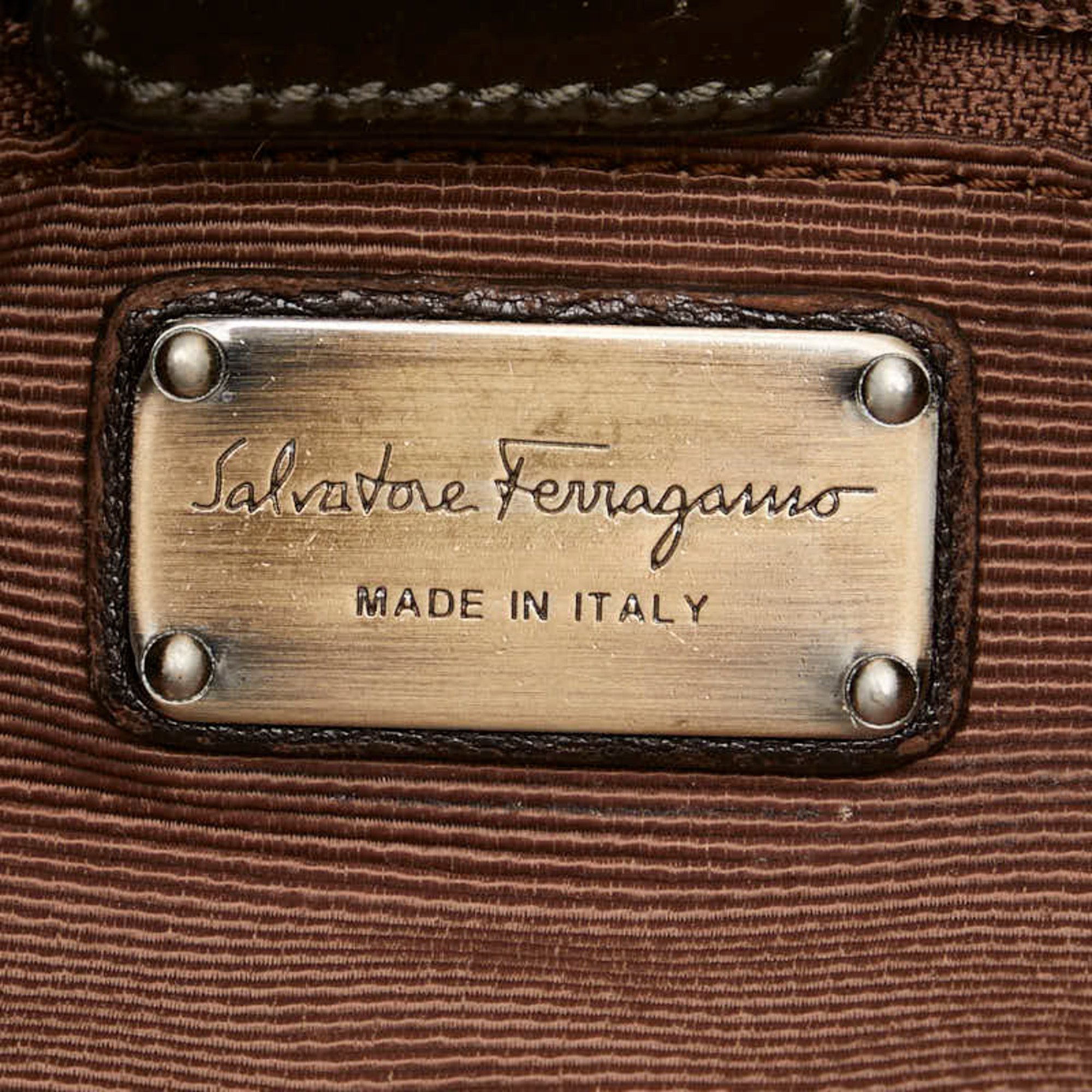 Salvatore Ferragamo Vara Handbag Shoulder Bag FZ-21 C783 Brown Leather Women's