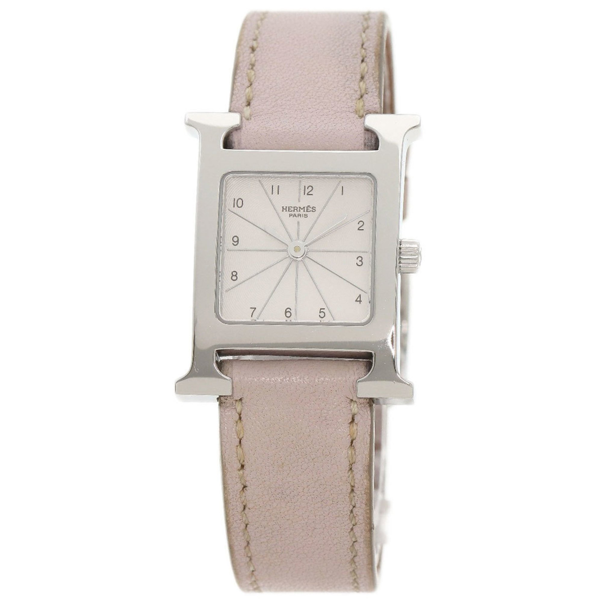 Hermes HH1.210 H Watch Stainless Steel Leather Ladies HERMES