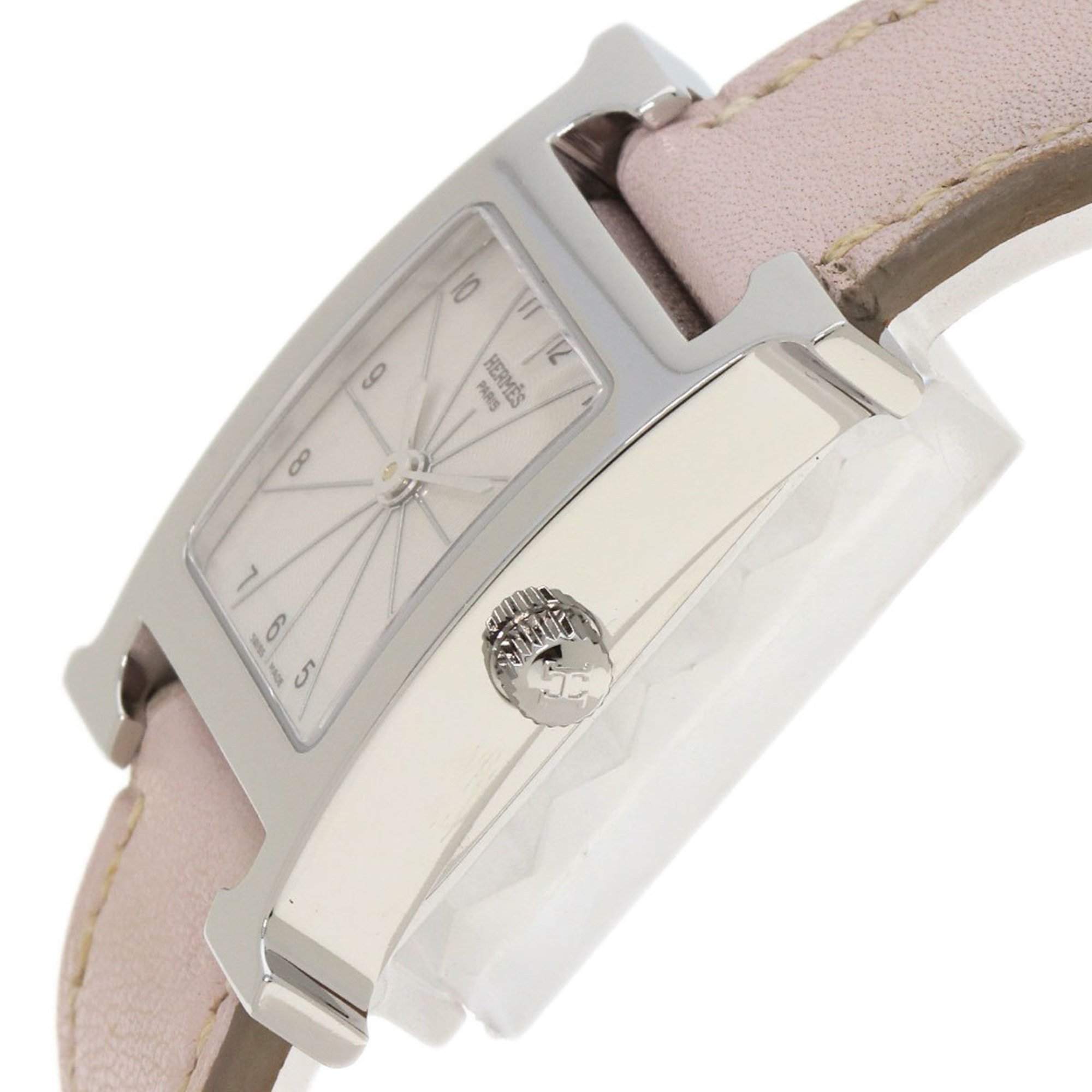 Hermes HH1.210 H Watch Stainless Steel Leather Ladies HERMES