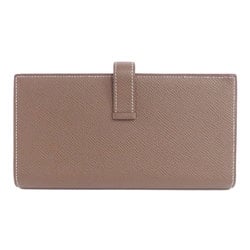 Hermes Bearn Soufflet Etoupe Long Wallet Taurillon Women's HERMES