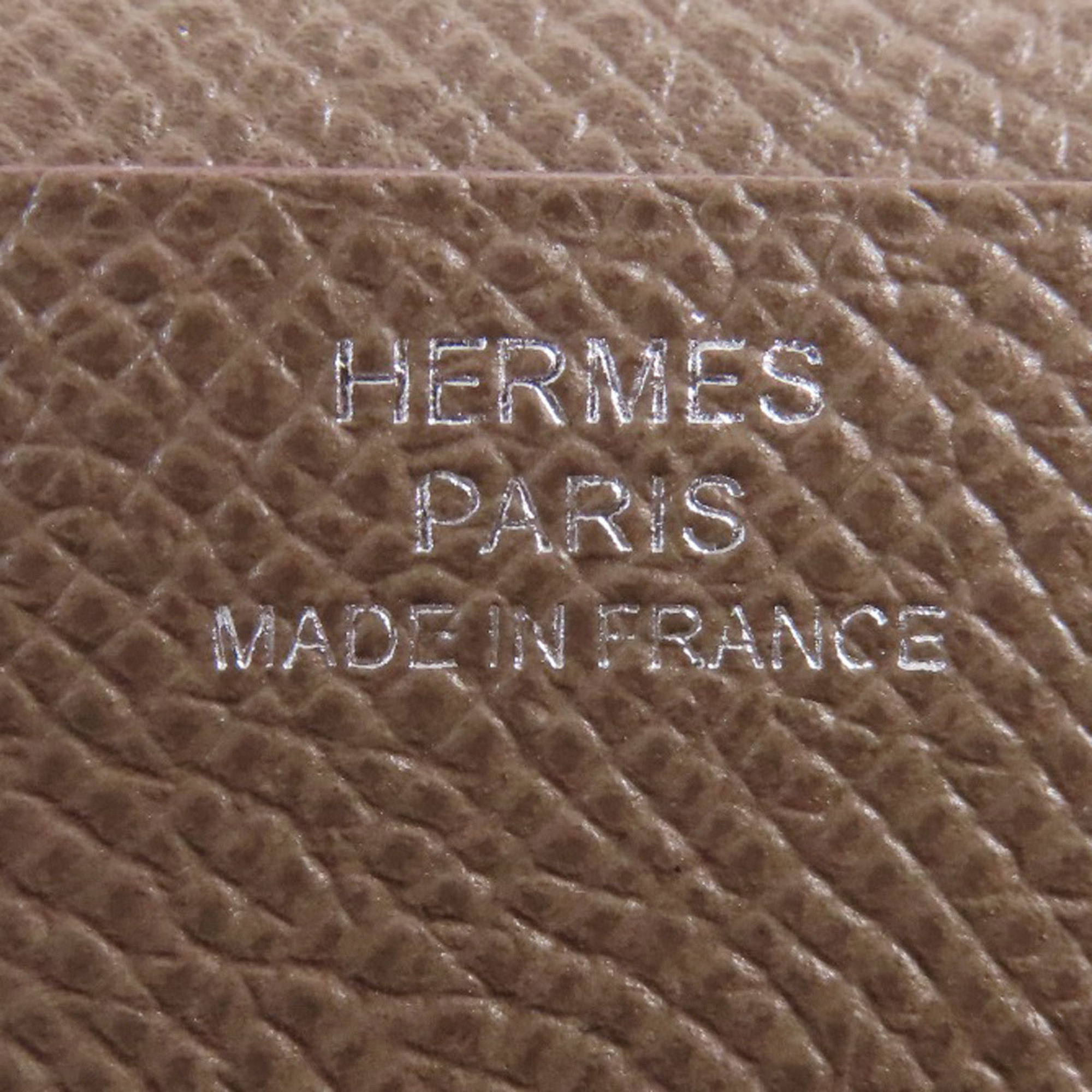 Hermes Bearn Soufflet Etoupe Long Wallet Taurillon Women's HERMES