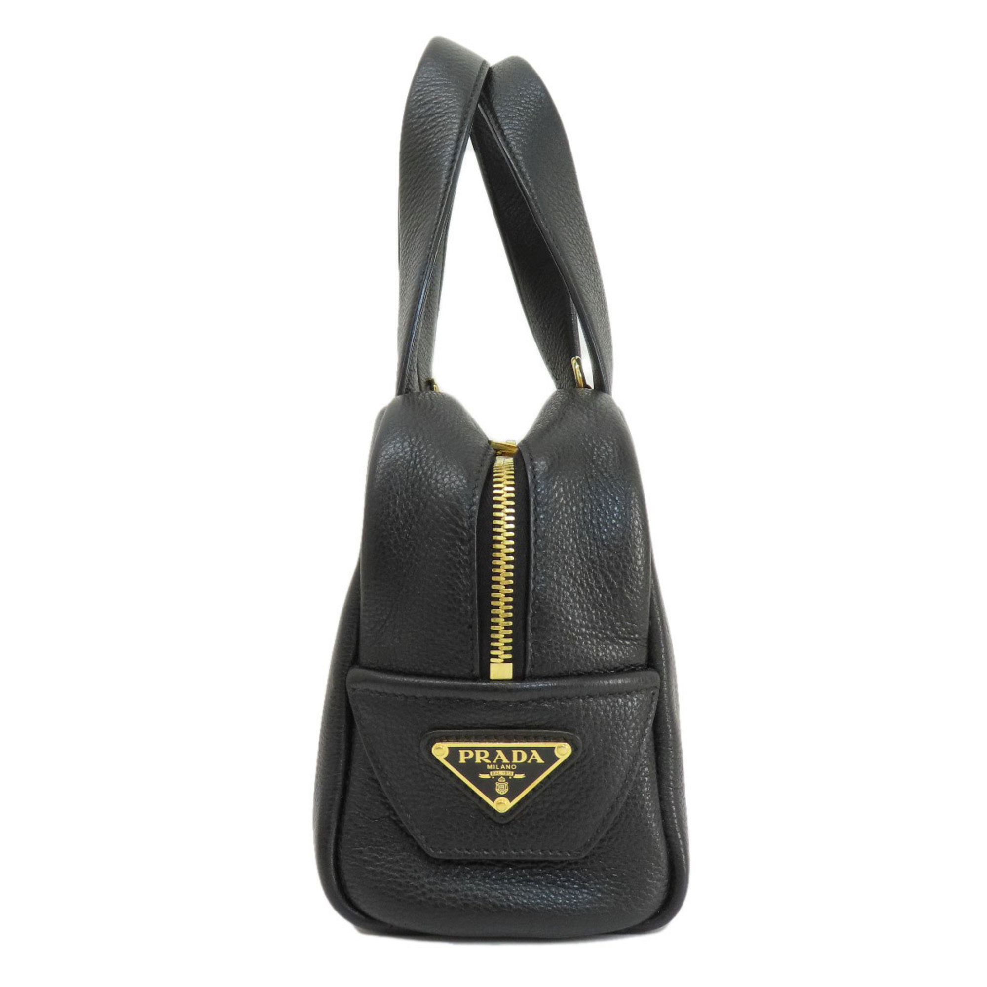 PRADA 1BB078 Punching Handbag Calf Leather Women's