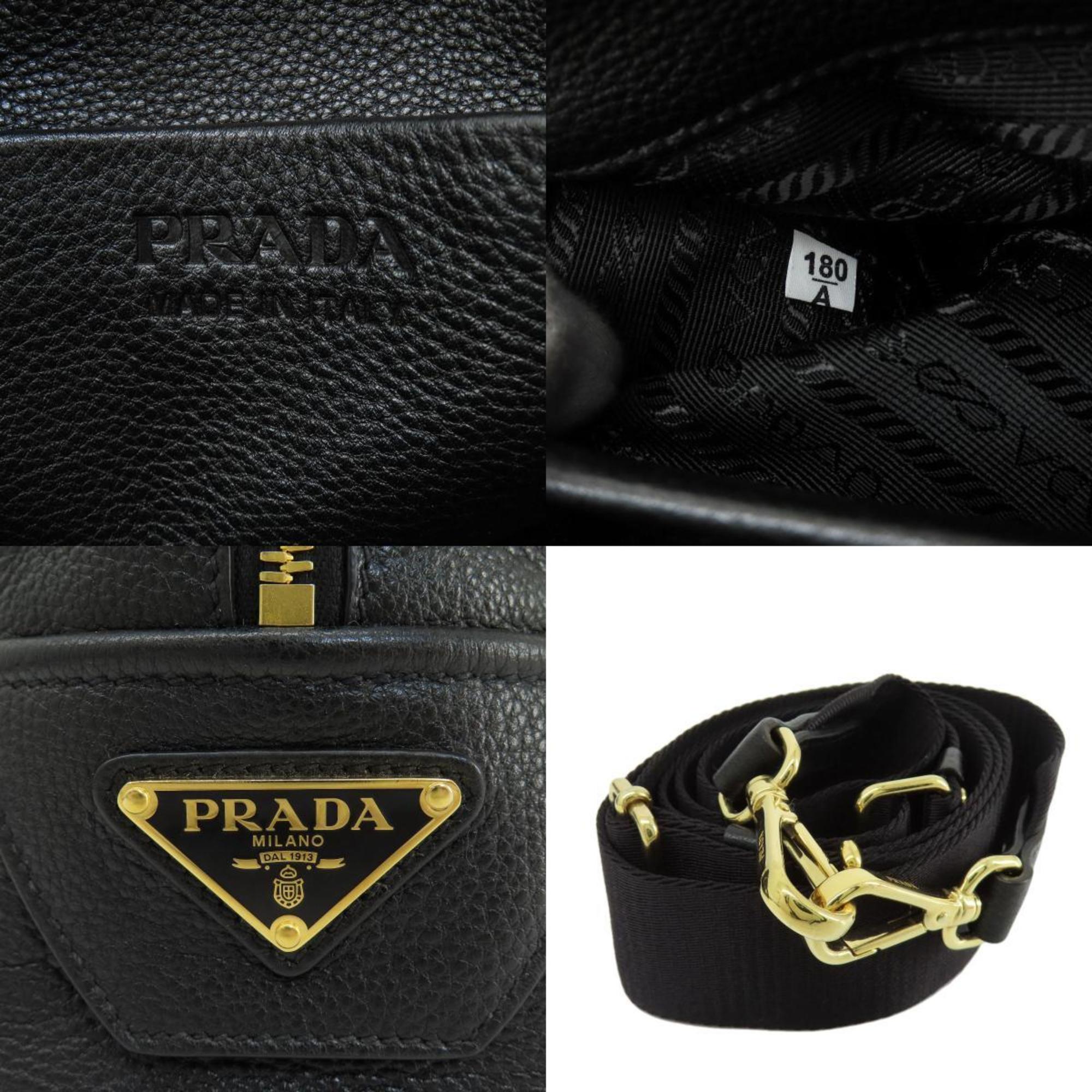 PRADA 1BB078 Punching Handbag Calf Leather Women's