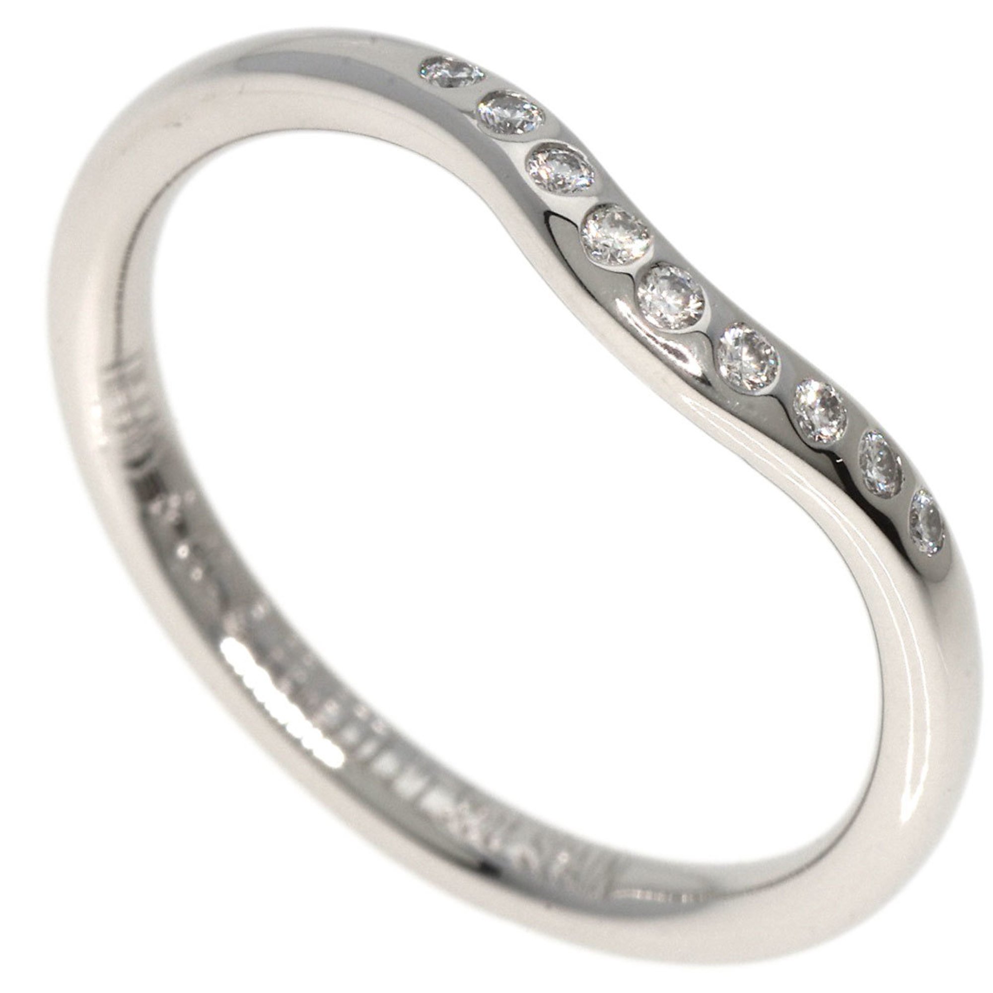 Tiffany & Co. Curved Band Diamond Ring, Platinum PT950, Women's, TIFFANY