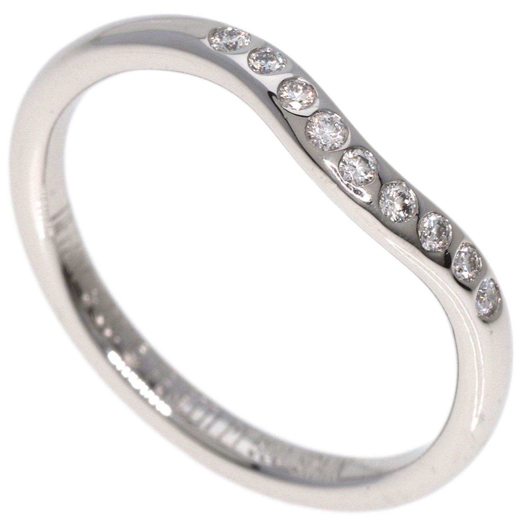 Tiffany & Co. Curved Band Diamond Ring, Platinum PT950, Women's, TIFFANY