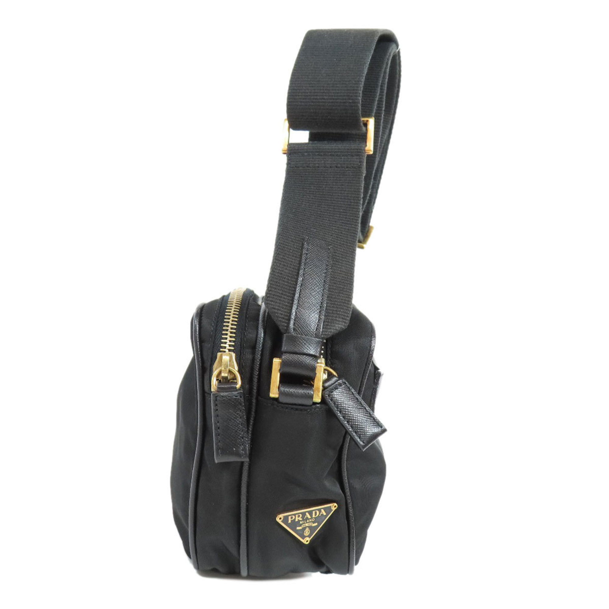 Prada shoulder bag with metal fittings, nylon material, for women, PRADA