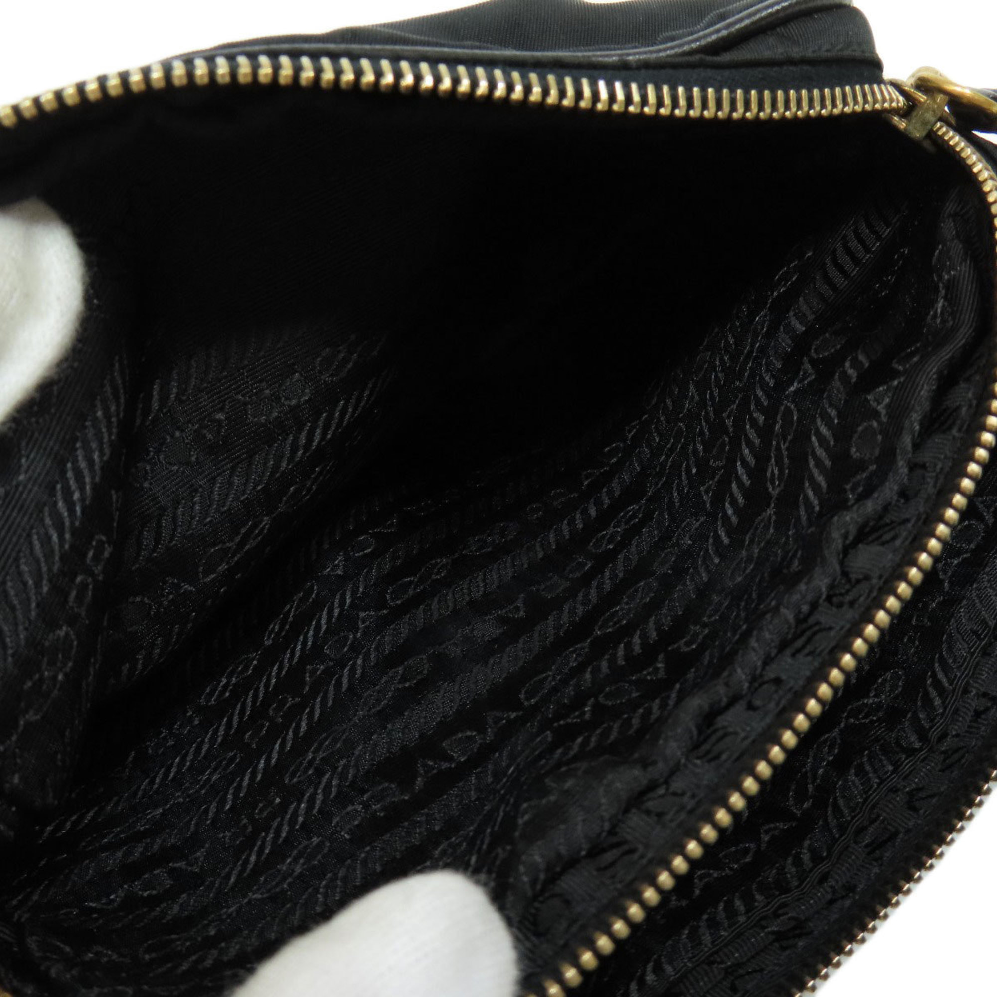 Prada shoulder bag with metal fittings, nylon material, for women, PRADA