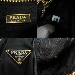 Prada shoulder bag with metal fittings, nylon material, for women, PRADA