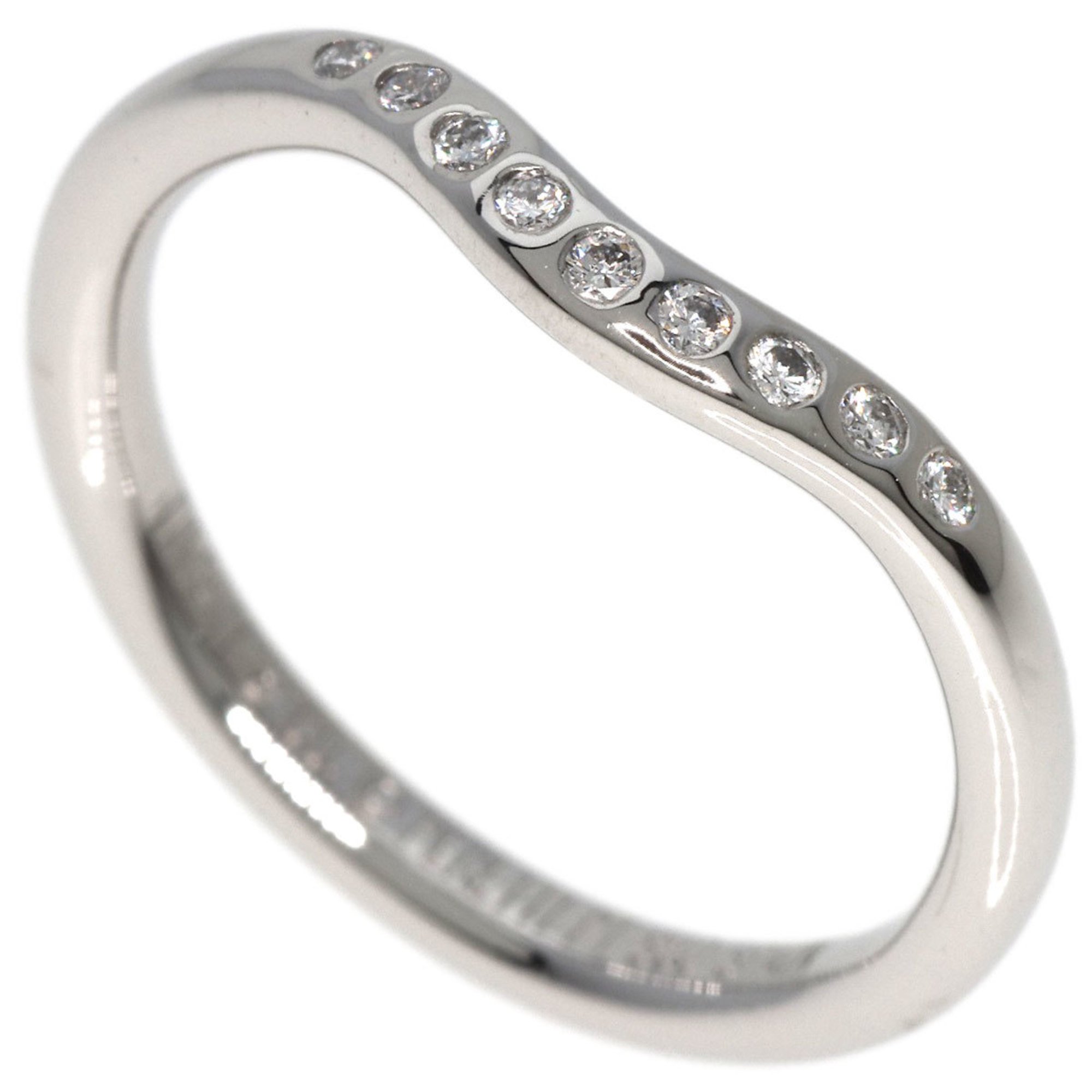 Tiffany & Co. Curved Band Diamond Ring, Platinum PT950, Women's, TIFFANY