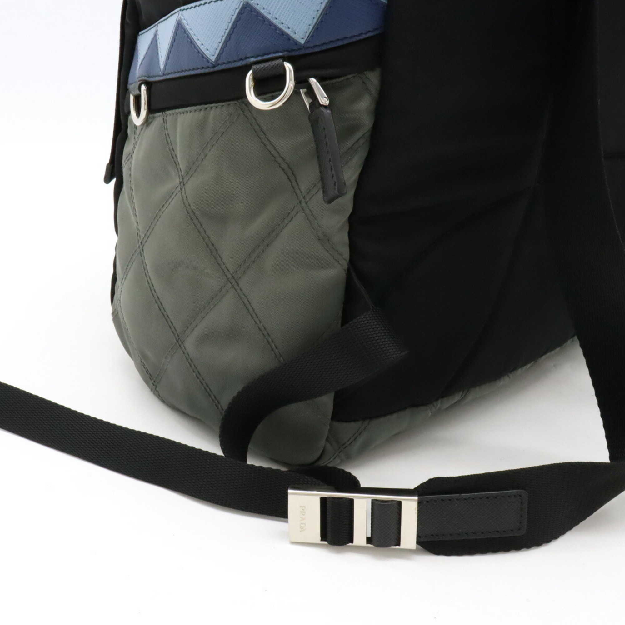 PRADA Prada Quilted Backpack Rucksack Nylon Leather ARDESIA Gray NERO Black Purchased at a domestic boutique 1BZ039