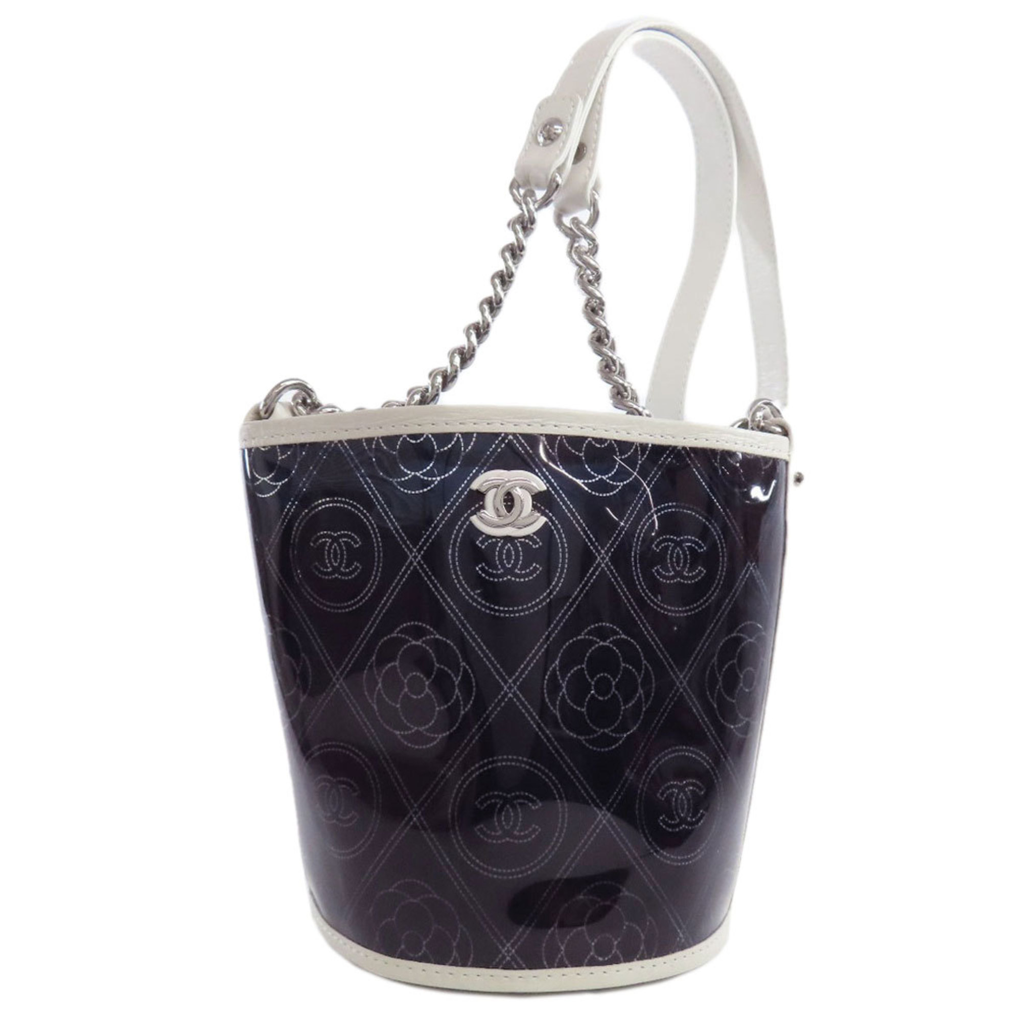 CHANEL Camellia Coco Button Shoulder Bag Vinyl Calfskin Women's