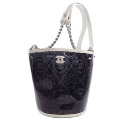 CHANEL Camellia Coco Button Shoulder Bag Vinyl Calfskin Women's