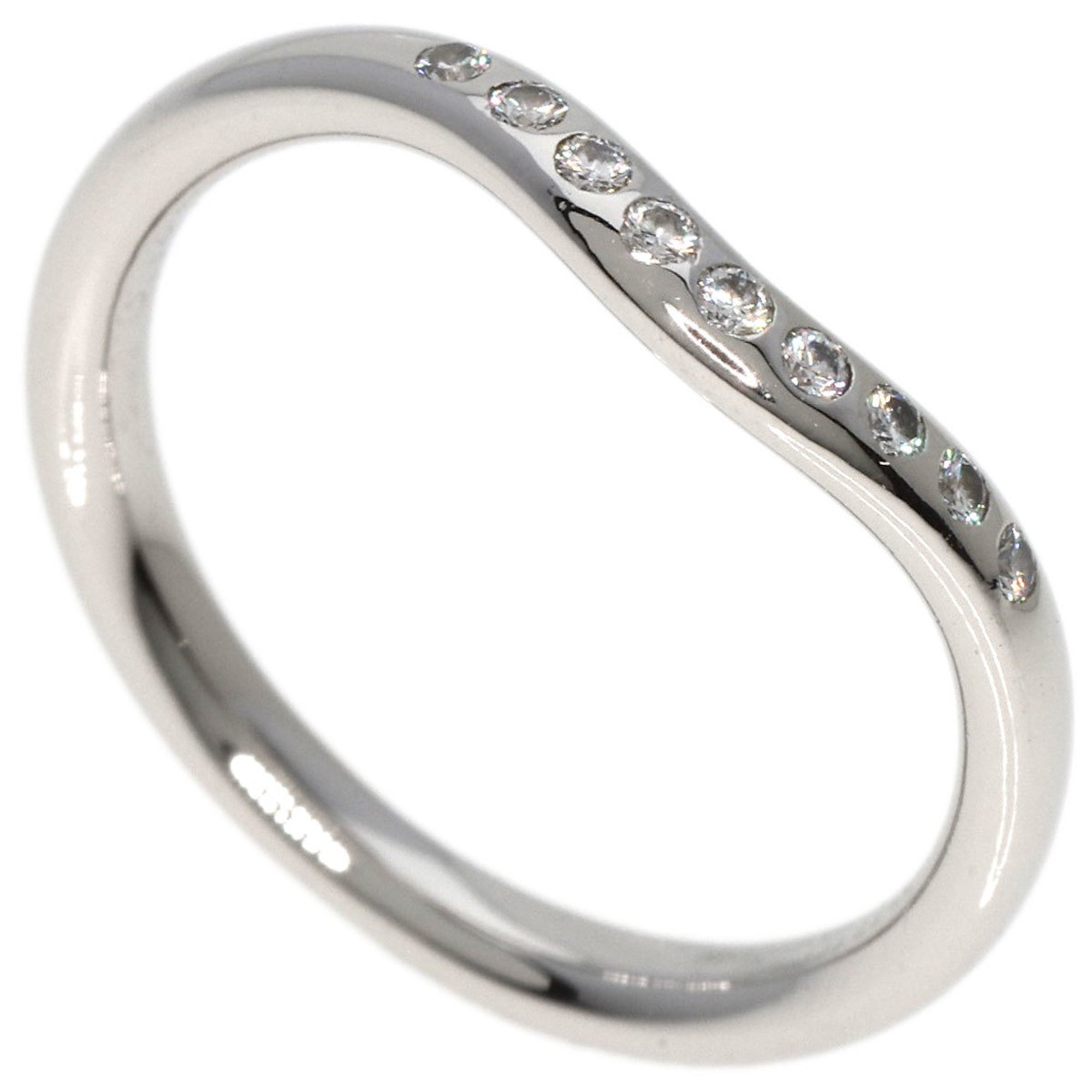 Tiffany & Co. Curved Band Diamond Ring, Platinum PT950, Women's, TIFFANY