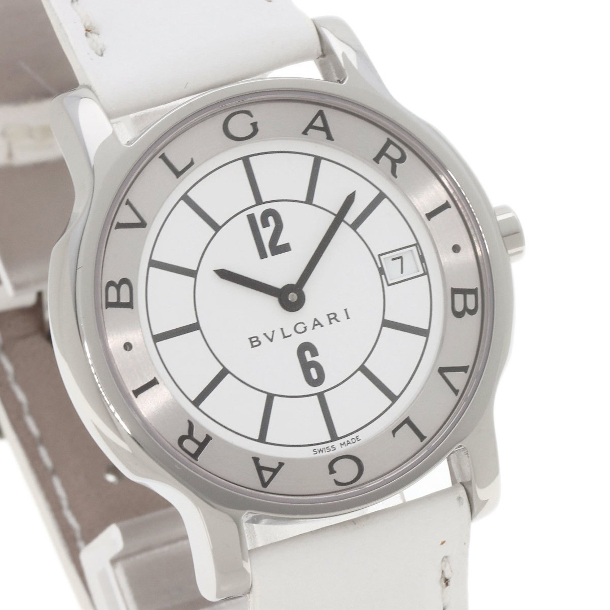 BVLGARI ST35S Solotempo Watch Stainless Steel Leather Men's