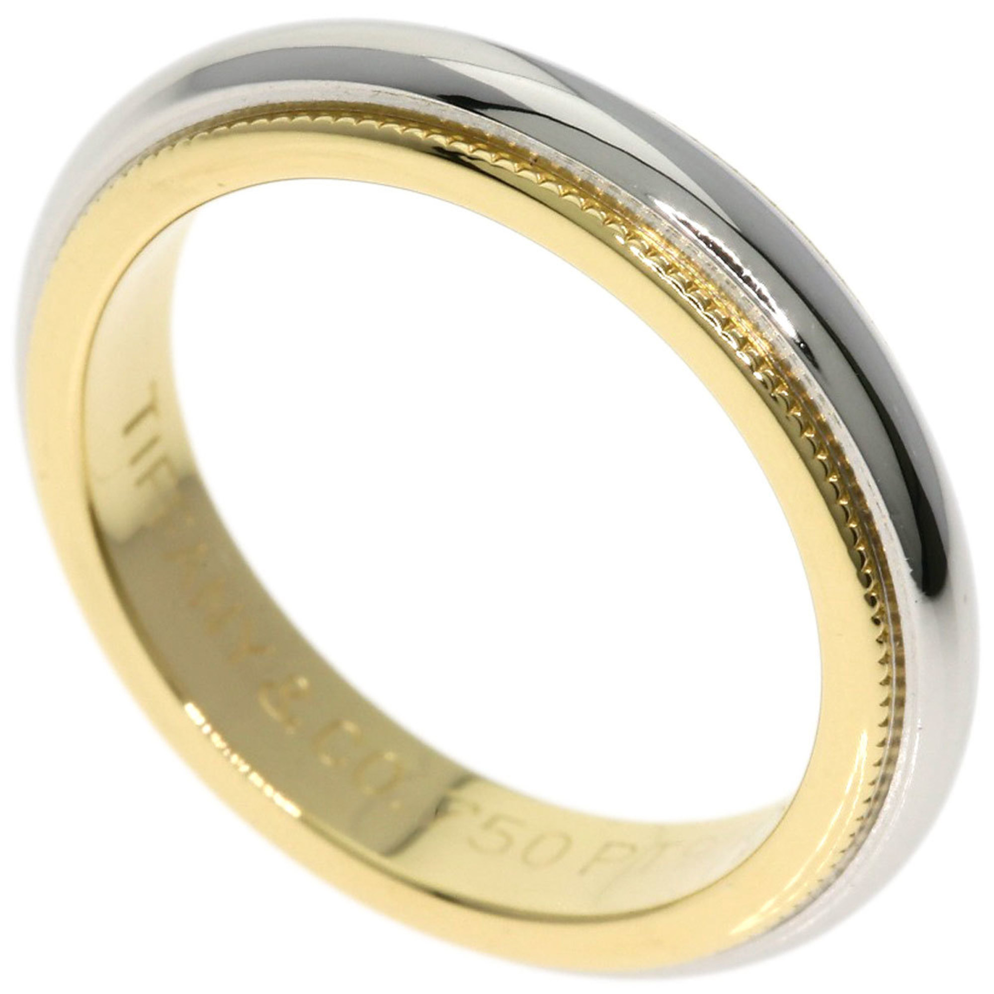 Tiffany & Co. Milgrain Ring, 18K Yellow Gold, PT950, Women's, TIFFANY