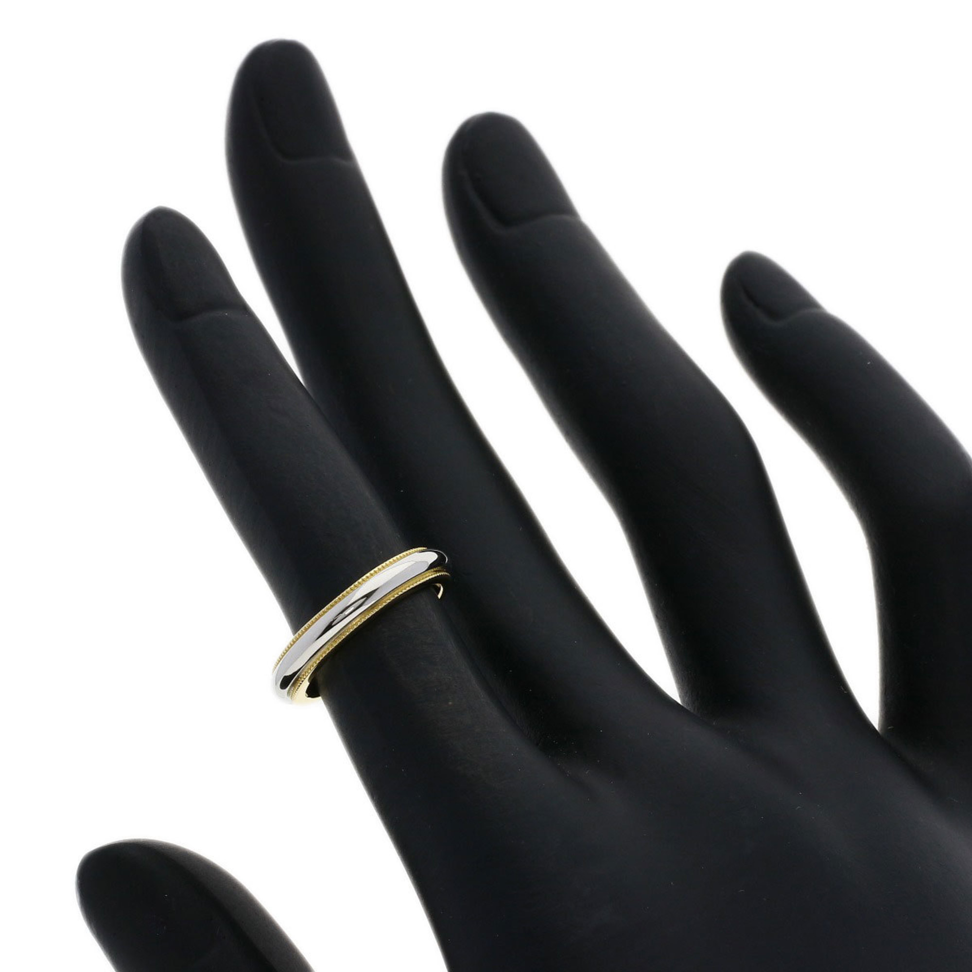 Tiffany & Co. Milgrain Ring, 18K Yellow Gold, PT950, Women's, TIFFANY