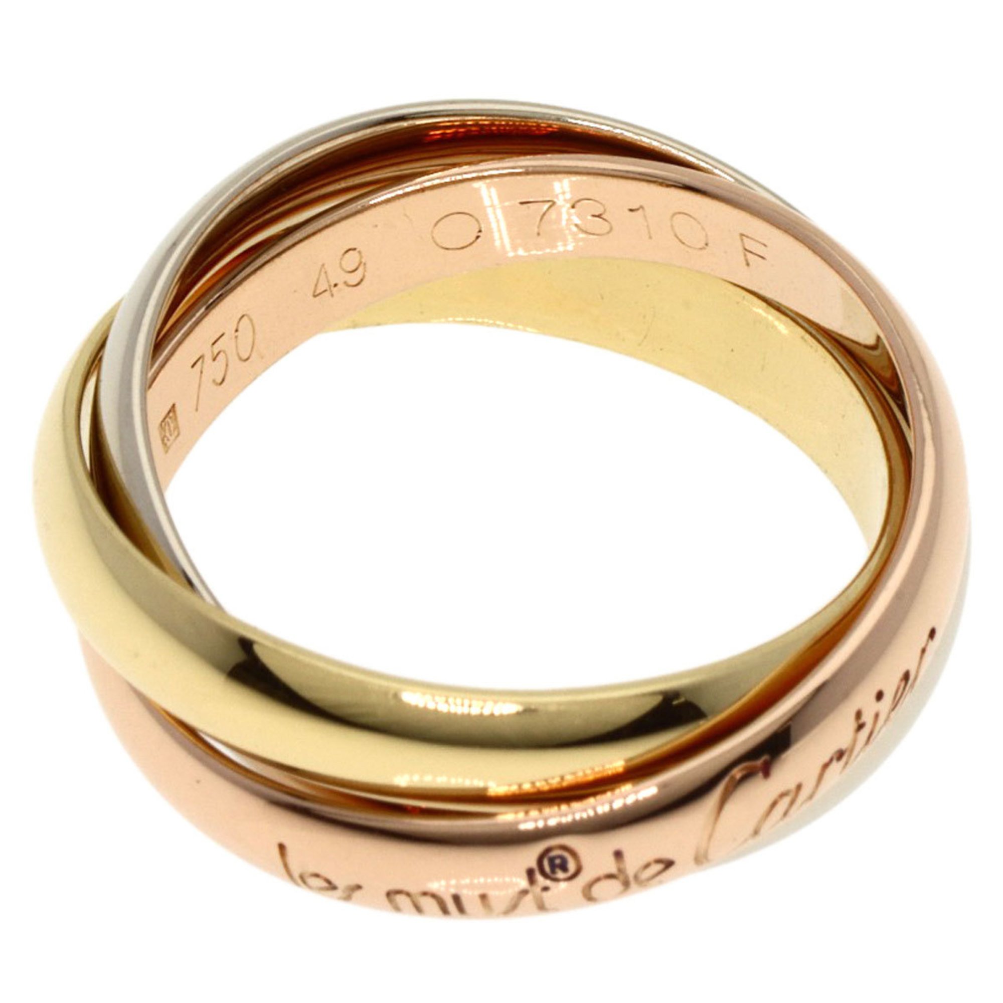 Cartier Trinity #49 Ring, K18 Yellow Gold, K18WG, K18PG, Women's, CARTIER