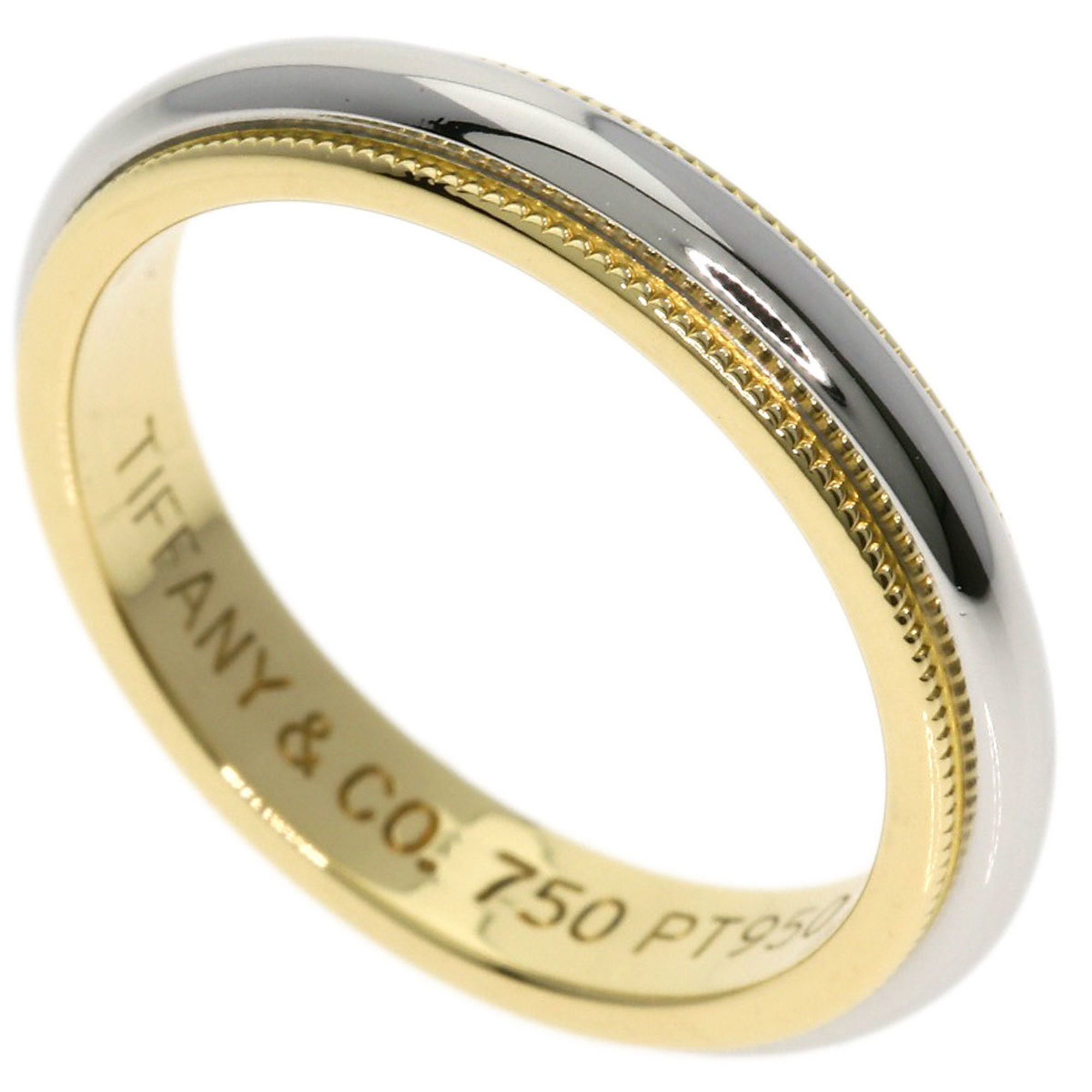 Tiffany & Co. Milgrain Ring, 18K Yellow Gold, PT950, Women's, TIFFANY