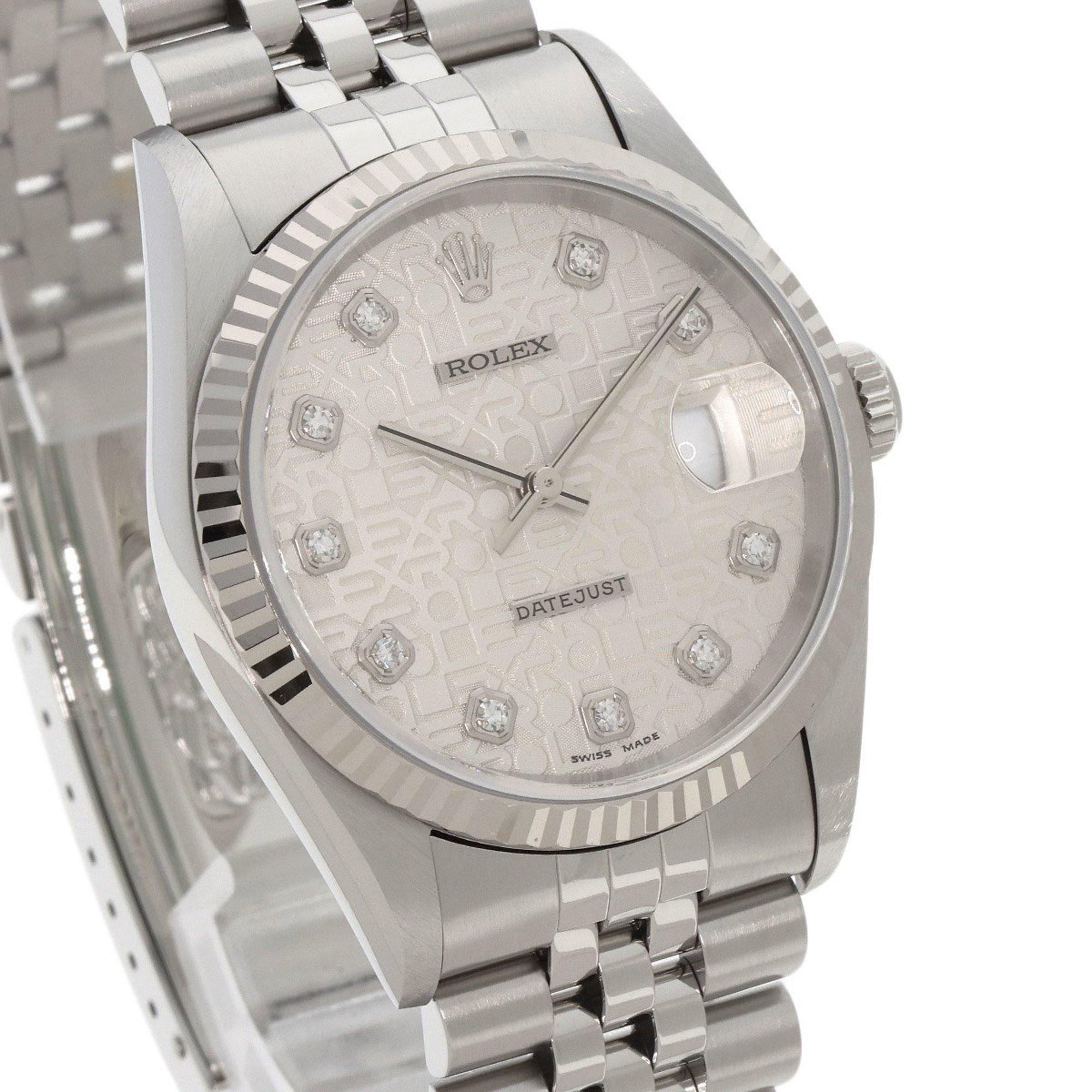 Rolex 16234G Datejust 10P Diamond Watch Stainless Steel SS K18WG Men's ROLEX