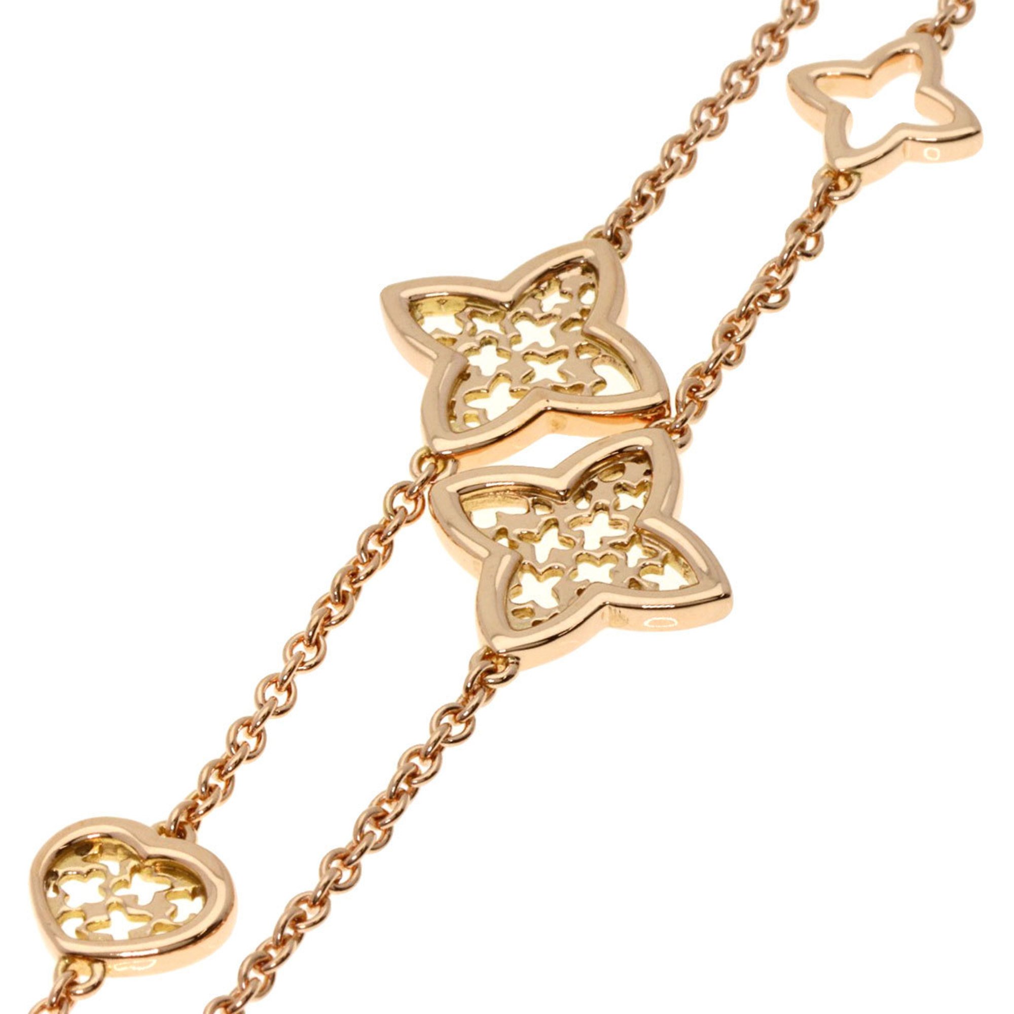 Louis Vuitton Monogram Flower Heart Sautoir Necklace K18 Pink Gold Women's LOUIS VUITTON