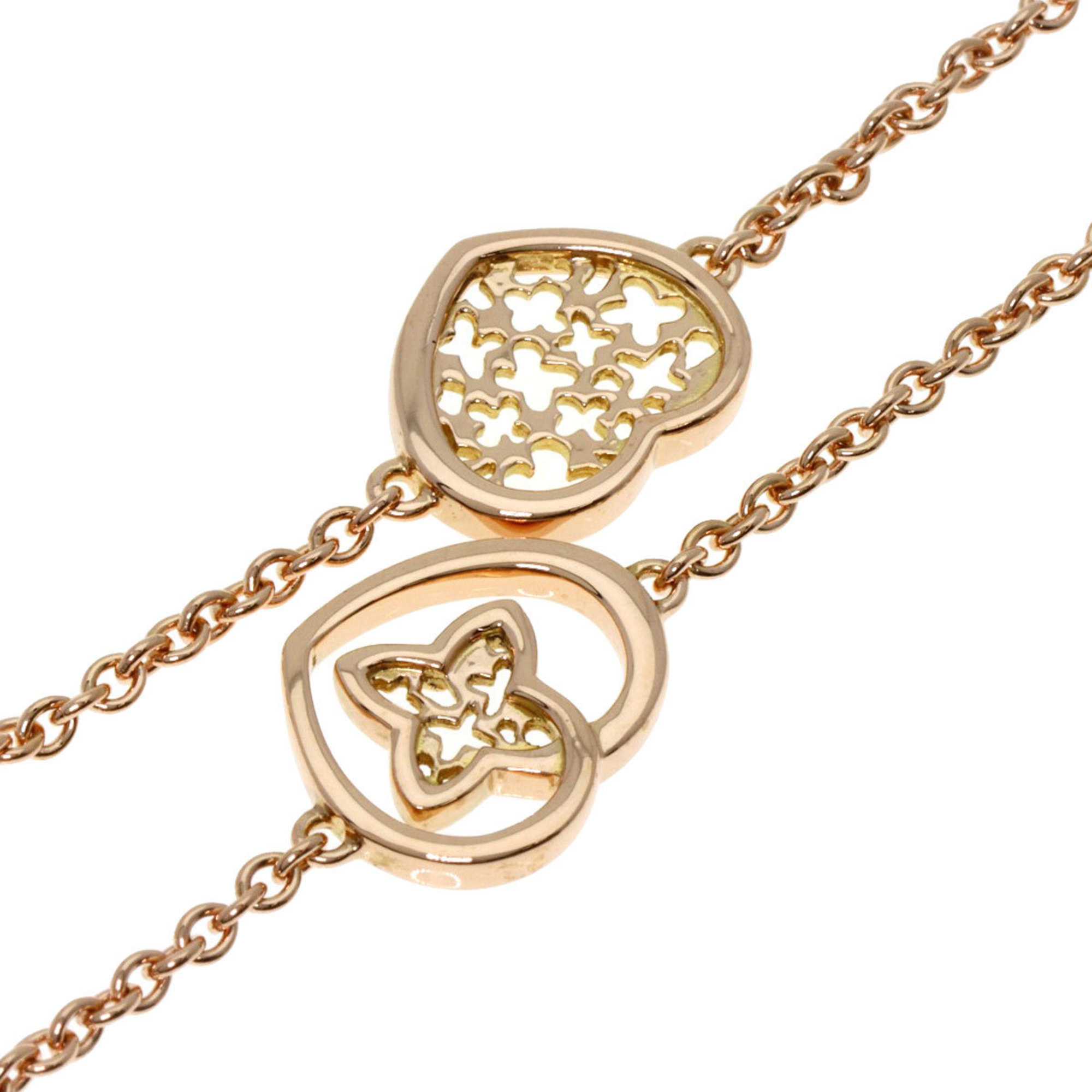 Louis Vuitton Monogram Flower Heart Sautoir Necklace K18 Pink Gold Women's LOUIS VUITTON