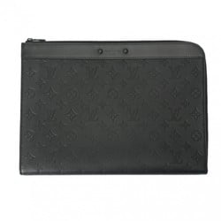 LOUIS VUITTON Louis Vuitton Monogram Shadow Pochette Jour Black M82080 Men's Calfskin Clutch Bag