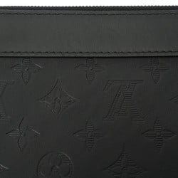 LOUIS VUITTON Louis Vuitton Monogram Shadow Pochette Jour Black M82080 Men's Calfskin Clutch Bag