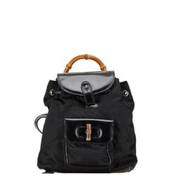 Gucci Bamboo Backpack 003 2058 0030 5 Black Nylon Leather Women's GUCCI