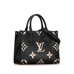 Louis Vuitton Monogram Empreinte On the Go PM Handbag Shoulder Bag M45659 Black Beige Calf Leather Women's LOUIS VUITTON