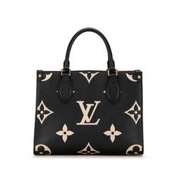 Louis Vuitton Monogram Empreinte On the Go PM Handbag Shoulder Bag M45659 Black Beige Calf Leather Women's LOUIS VUITTON