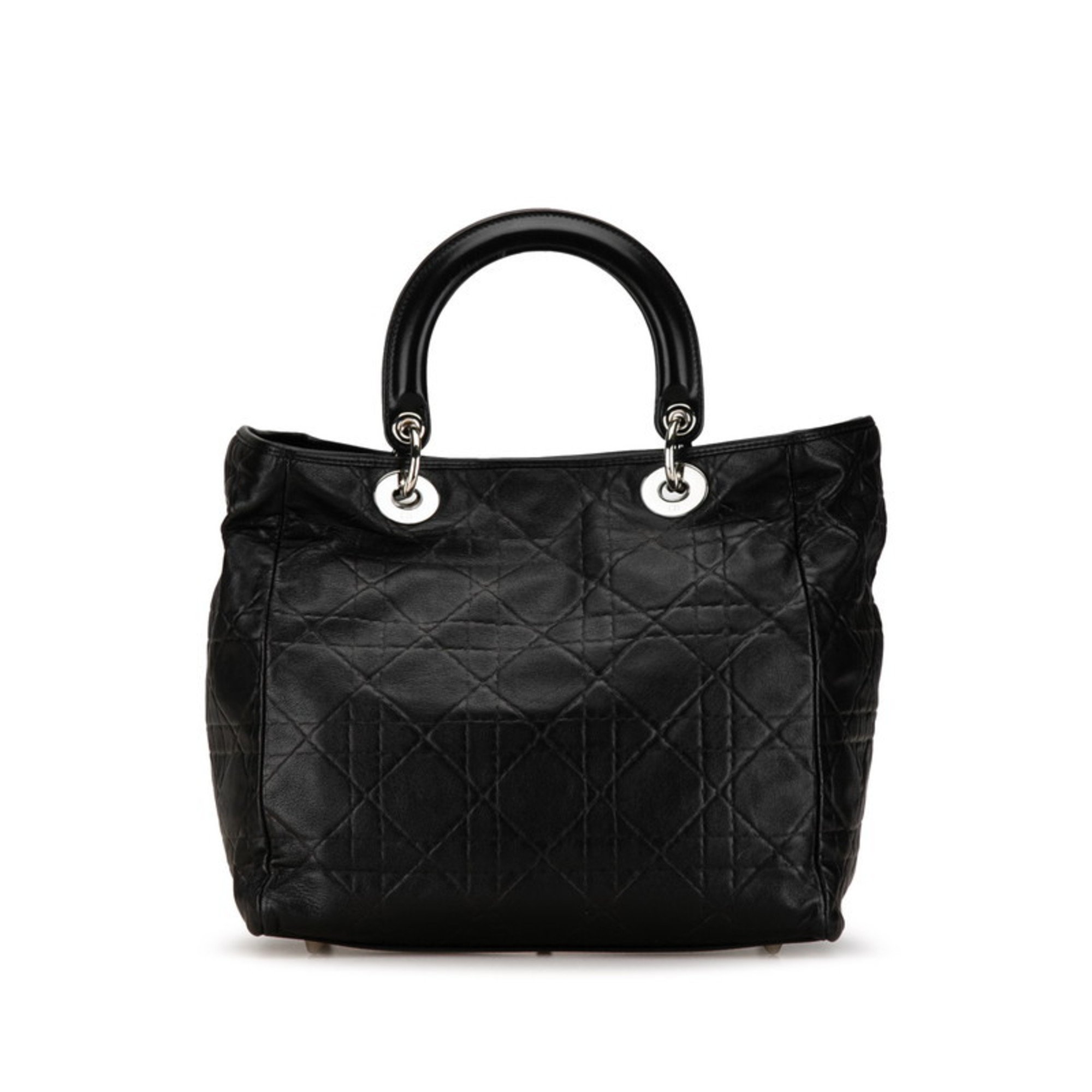 Christian Dior Dior Cannage Lady Handbag Black Lambskin Women's