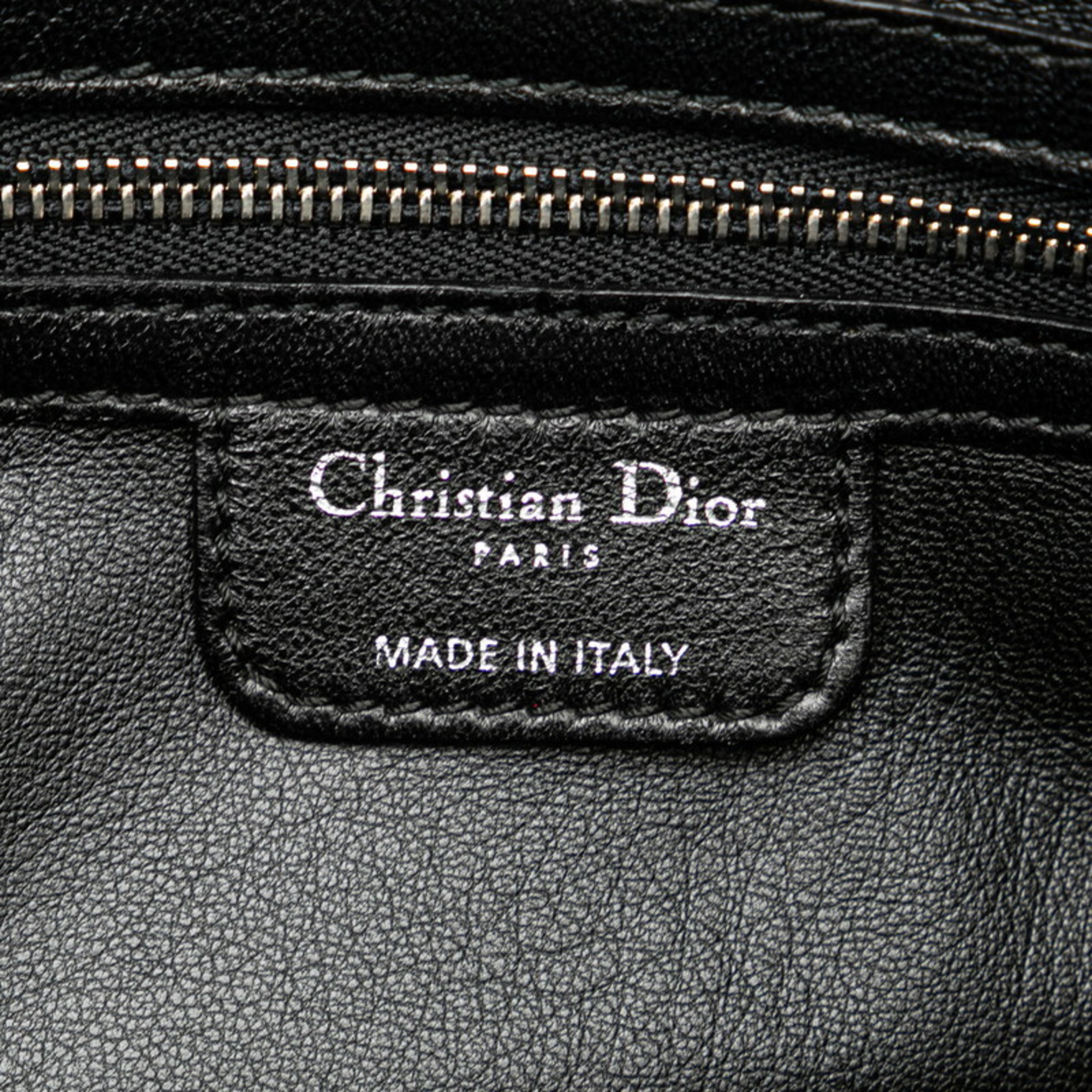 Christian Dior Dior Cannage Lady Handbag Black Lambskin Women's