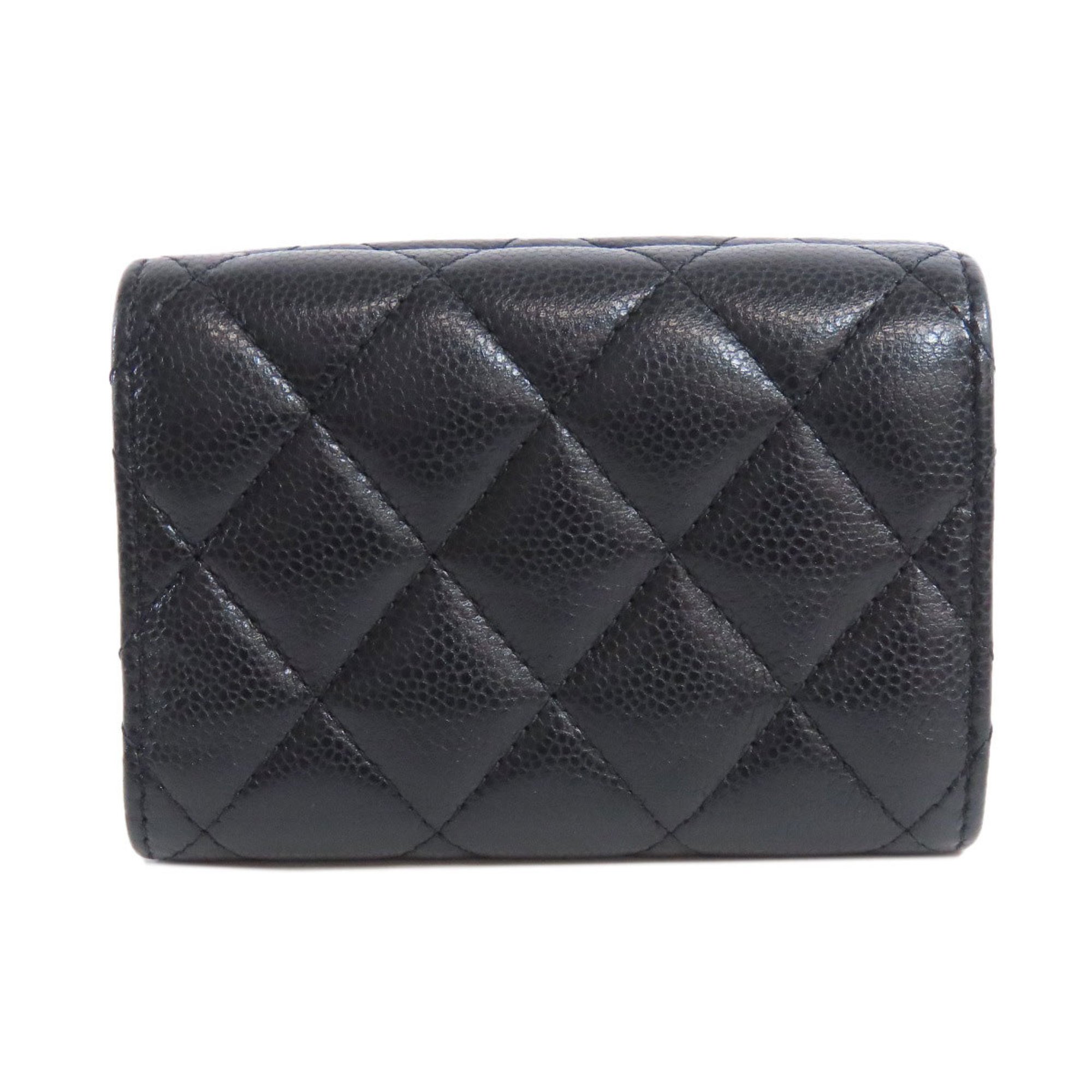 CHANEL Matelasse Bi-fold Wallet Caviar Skin Women's